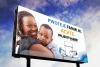 billboard for water treatment medicine with smiling Caribbean woman and baby